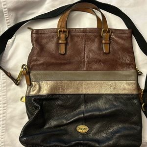 Fossil Tri-Color Leather Convertible Bag